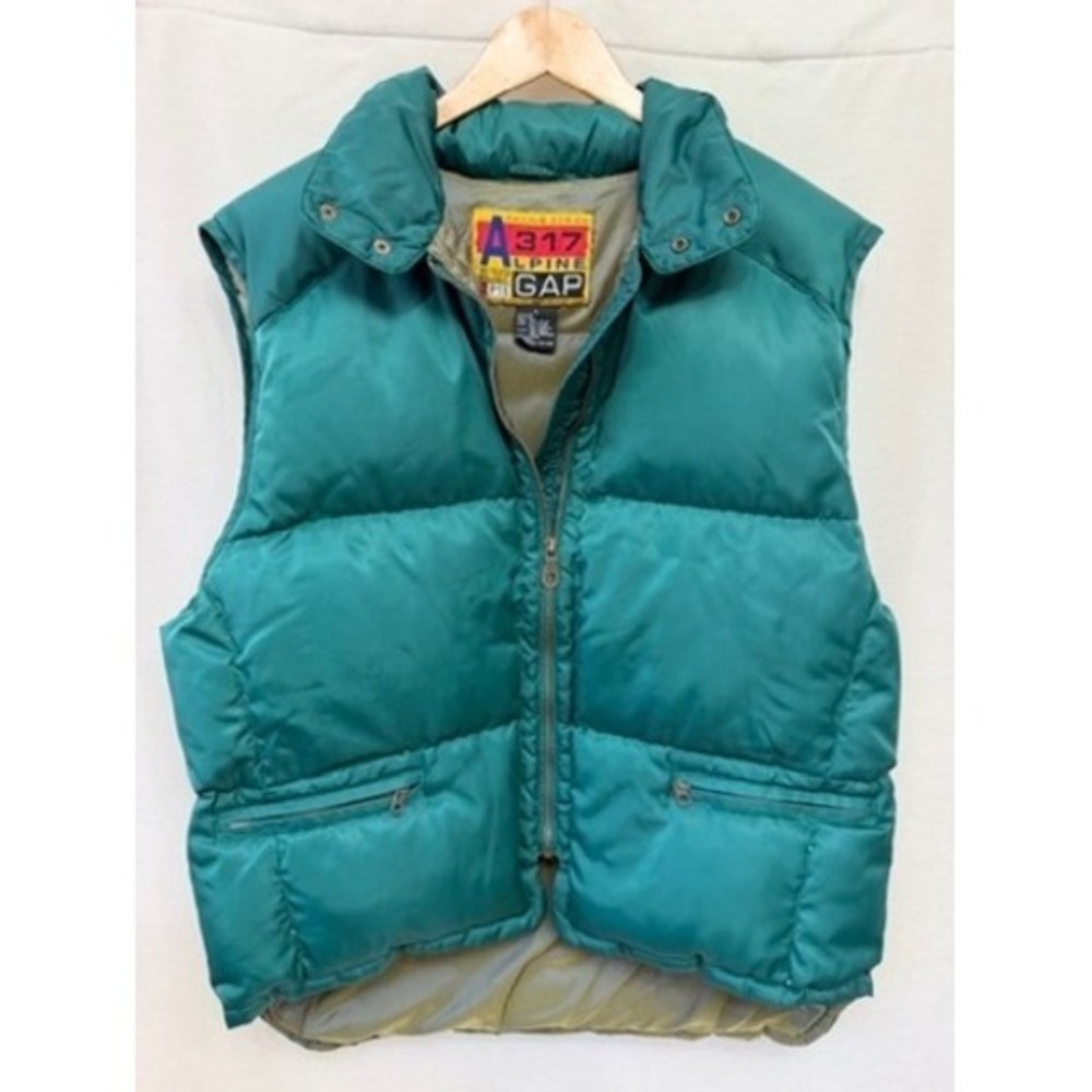 Vintage Gap Alpine Racing Series A317 Teal Down Puffer Vest Large